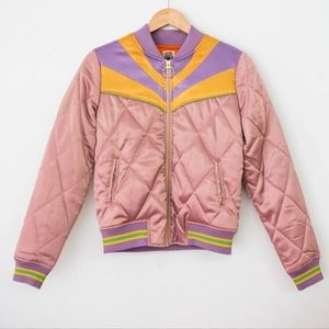Dusty Rose Rising Sun Bomber Jacket